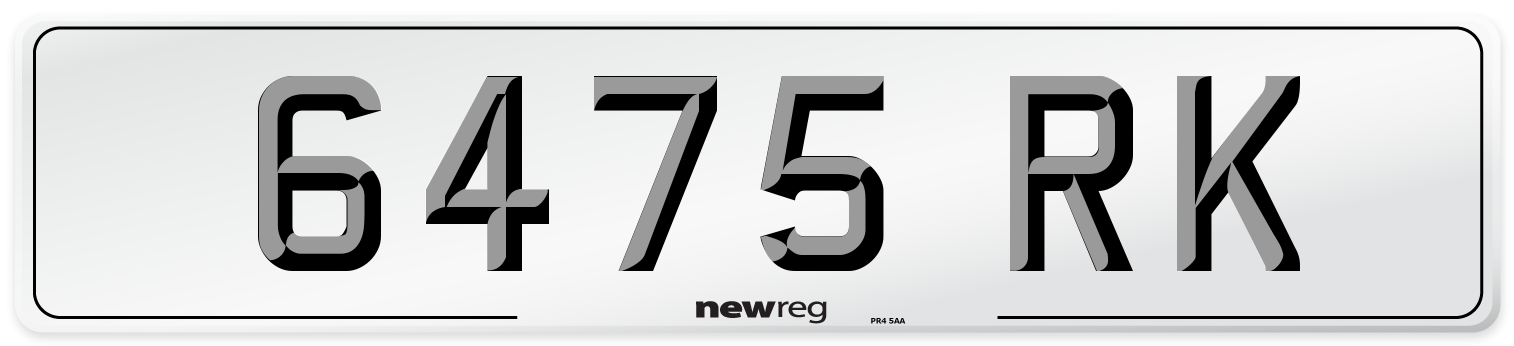 6475 RK Number Plate from New Reg